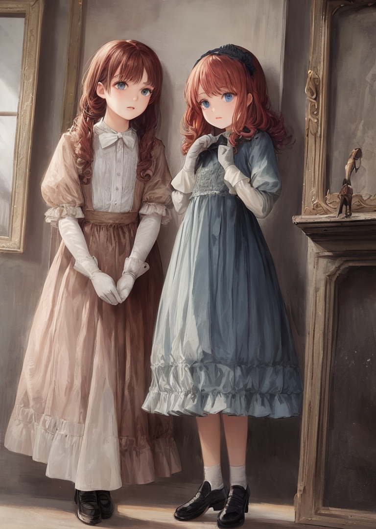 00360-384465137-Teen with curly red hair, and blue eyes, has a petite frame and a small nose, small mouth, wearing a 1900 era dress, shoes and g.png